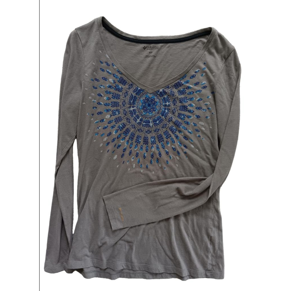 Women's Columbia T-Shirt Top Size S Gray Blue